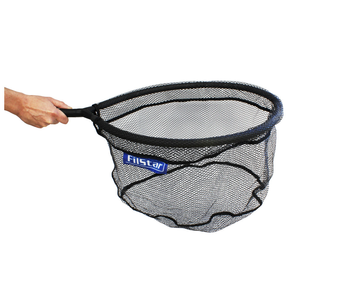 Кеп FILSTAR Pro Float Net - Oval 50×40см, черная сеть для рыбалки, удобная ручка, высокая прочность.