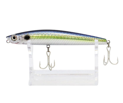 Воблер Sea Buzz Panic Tail 95F Topwater - 9.5cm/8.5g в сребрист цвят с тройни куки.