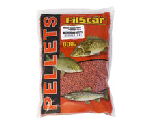 Микро пелети FILSTAR - 2.5mm / 800g във пакет, идеални за фидер риболов с риба на опаковката.