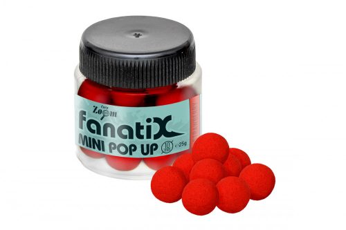 Плуващи топчета Carp Zoom Fanati-X Mini Pop-Up - 10mm/25g със Strawberry аромат, червени топчета в опаковка.