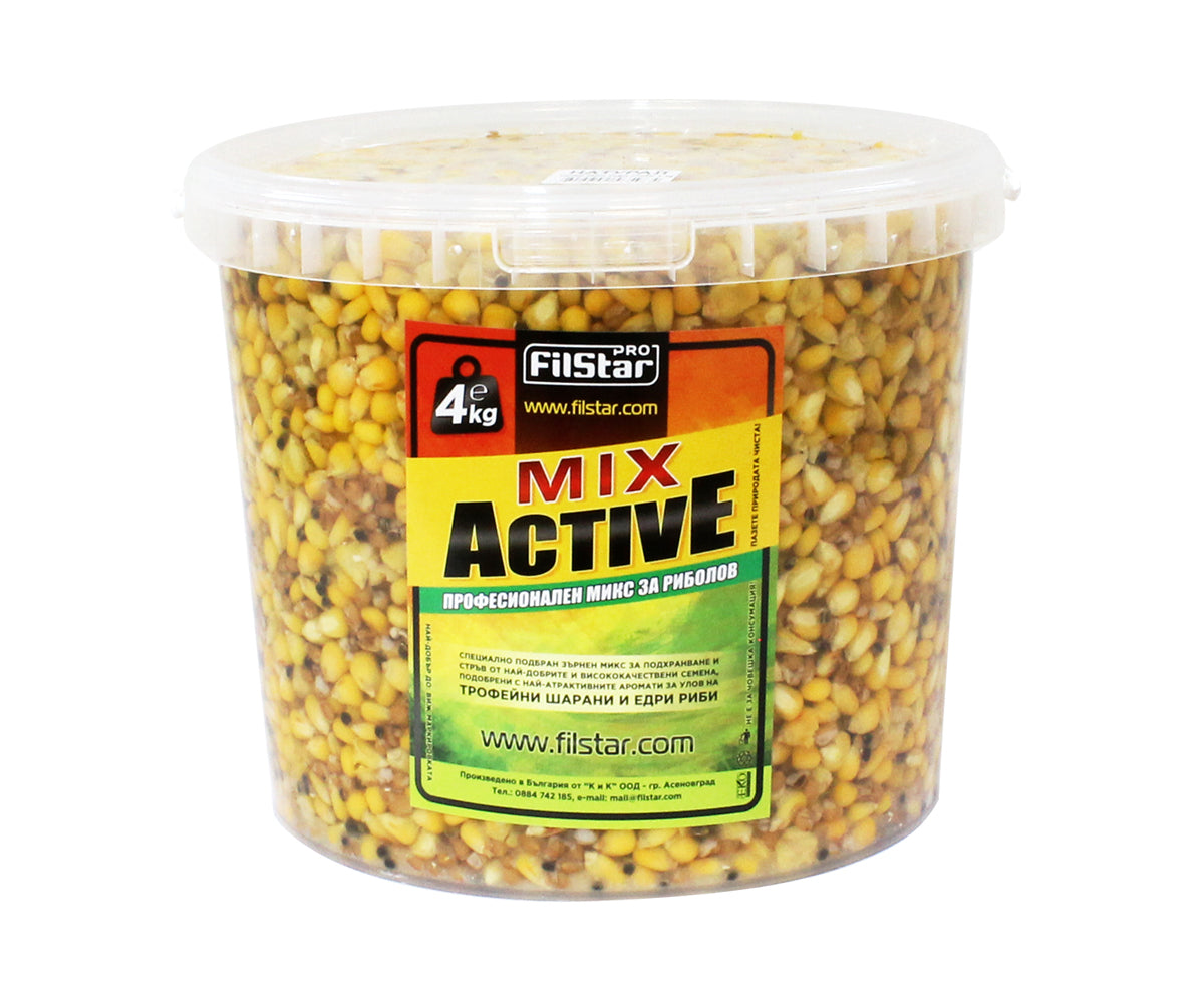 Готови семена FILSTAR SUPER MIX Natural - 4kg в кофа, специално подбран зърнен микс за риболов.