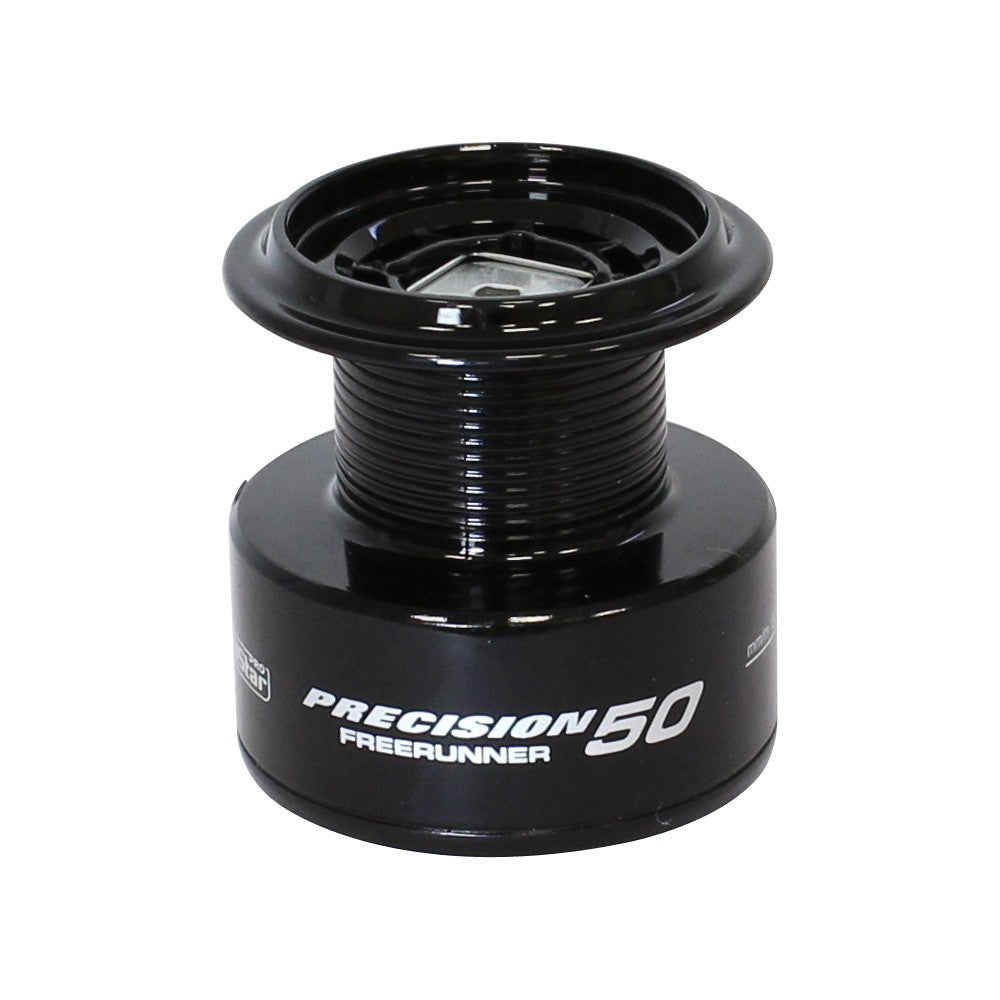 Макара FilStar Precision Freerunner с черен дизайн, прецизен механизъм и изпъкнала шпула.
