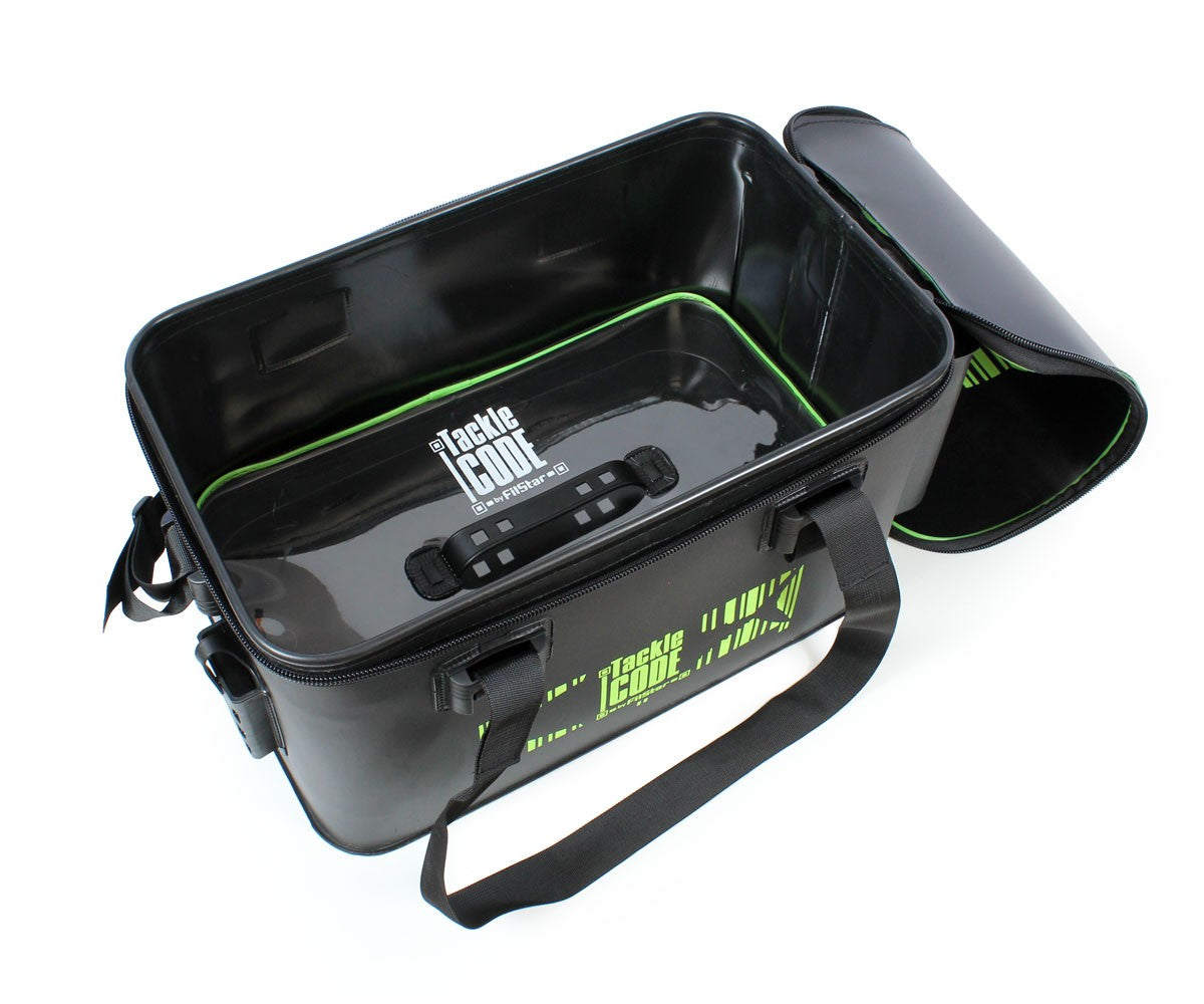Водоустойчива чанта FilStar Tackle Code EVA Safe 45 с отворен капак и основно отделение.