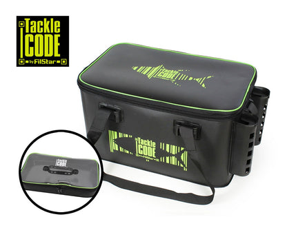 Водоустойчива чанта FilStar Tackle Code EVA Safe 45 с прозрачна тарелка и две гнезда за въдици.