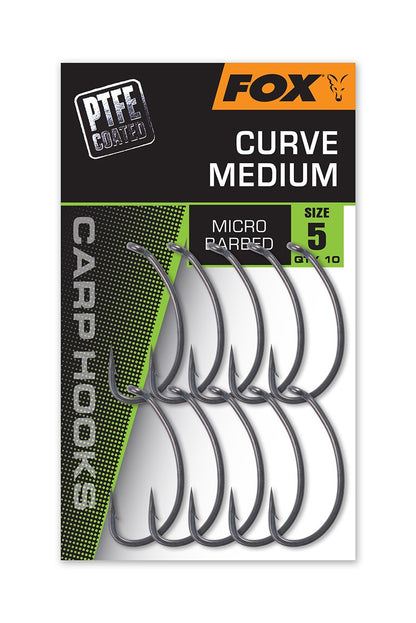 Куки Fox Curve Medium Shank в опаковка, размер 5, микро остриета, PTFE покритие.