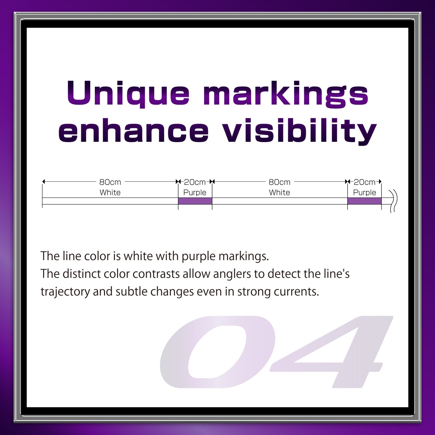 Плетено влакно VARIVAS Avani Sea Bass [Max Power PE] X9 - 150m with unique white and purple markings for enhanced visibility.