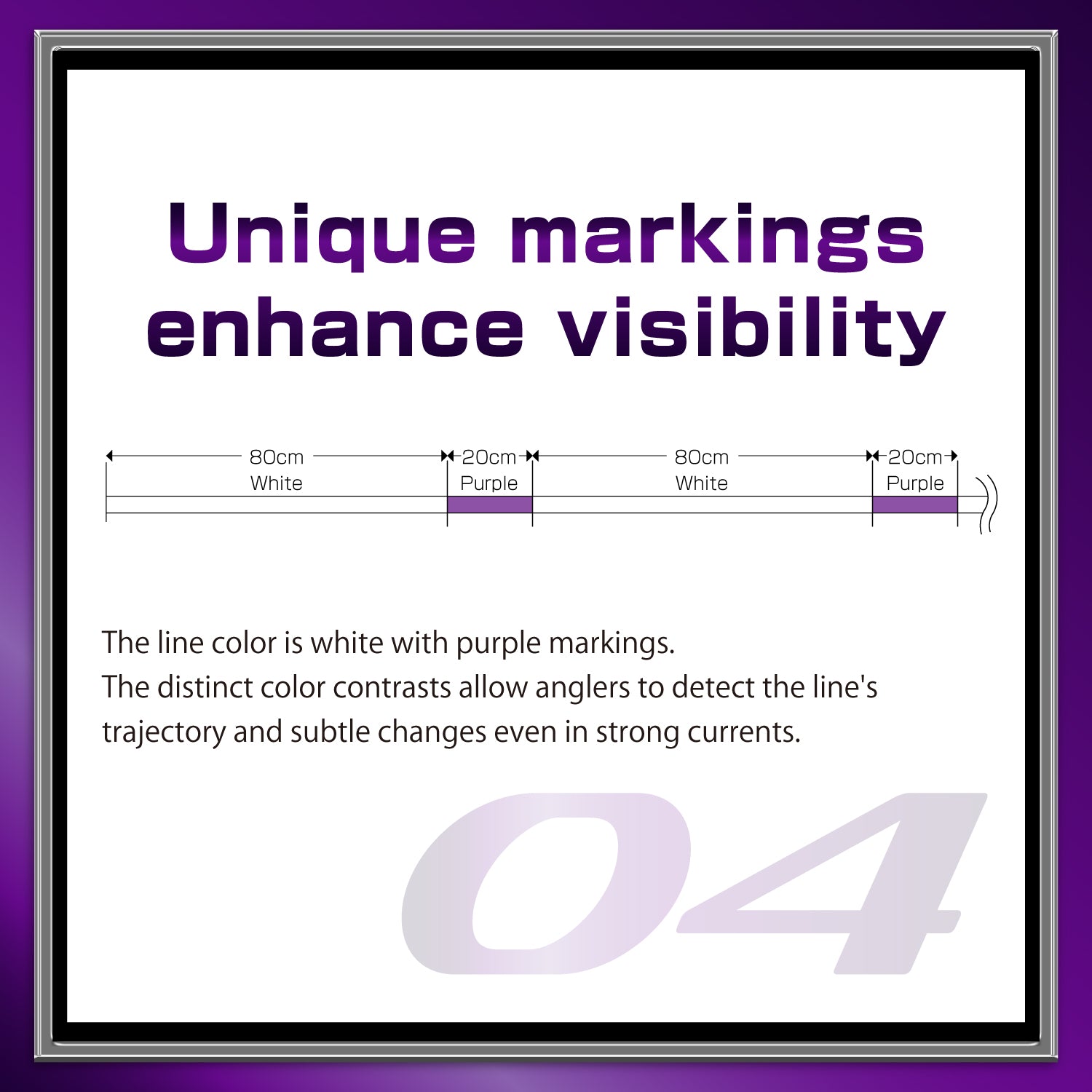 Плетено влакно VARIVAS Avani Sea Bass [Max Power PE] X9 - 150m with unique white and purple markings for enhanced visibility.