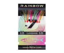 Чепаре Filstar Sabiki Rainbow - Mix с 10 куки за морски риболов, флуорокарбон и разноцветни ламета.
