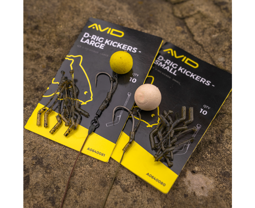 Алайнери за куки Avid Carp D-RIG KICKER - LARGE, комплект с куки и стръв за риболов.