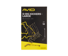 Алайнери за куки Avid Carp D-RIG KICKER - LARGE, опаковка с 10 броя D-RIG кикъри.