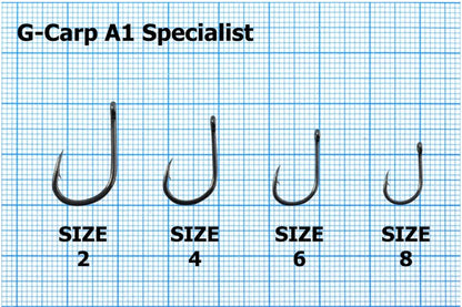 Куки GAMAKATSU A1 G-CARP SPECIALIST - BLACK, размер 2, 4, 6, 8, добри за риболов, устойчиви и остри.