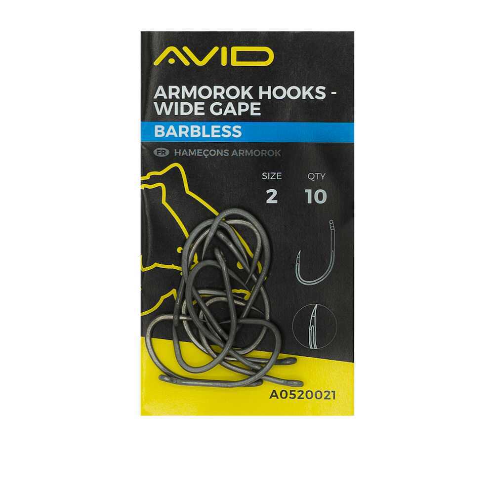Шаранджийски куки без контра AVID ARMOROK HOOKS WIDE GAPE - 10 бр в опаковка