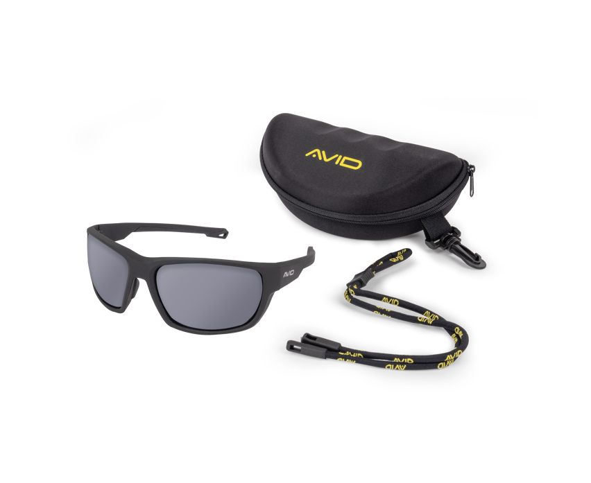 Поляризирани слънчеви очила AVID CARP SeeThru OptiWrap Grey Lens с черна опаковка и връзка