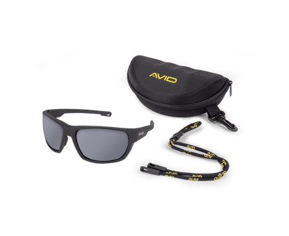 Поляризирани слънчеви очила AVID CARP SeeThru OptiWrap Grey Lens с черна опаковка и връзка