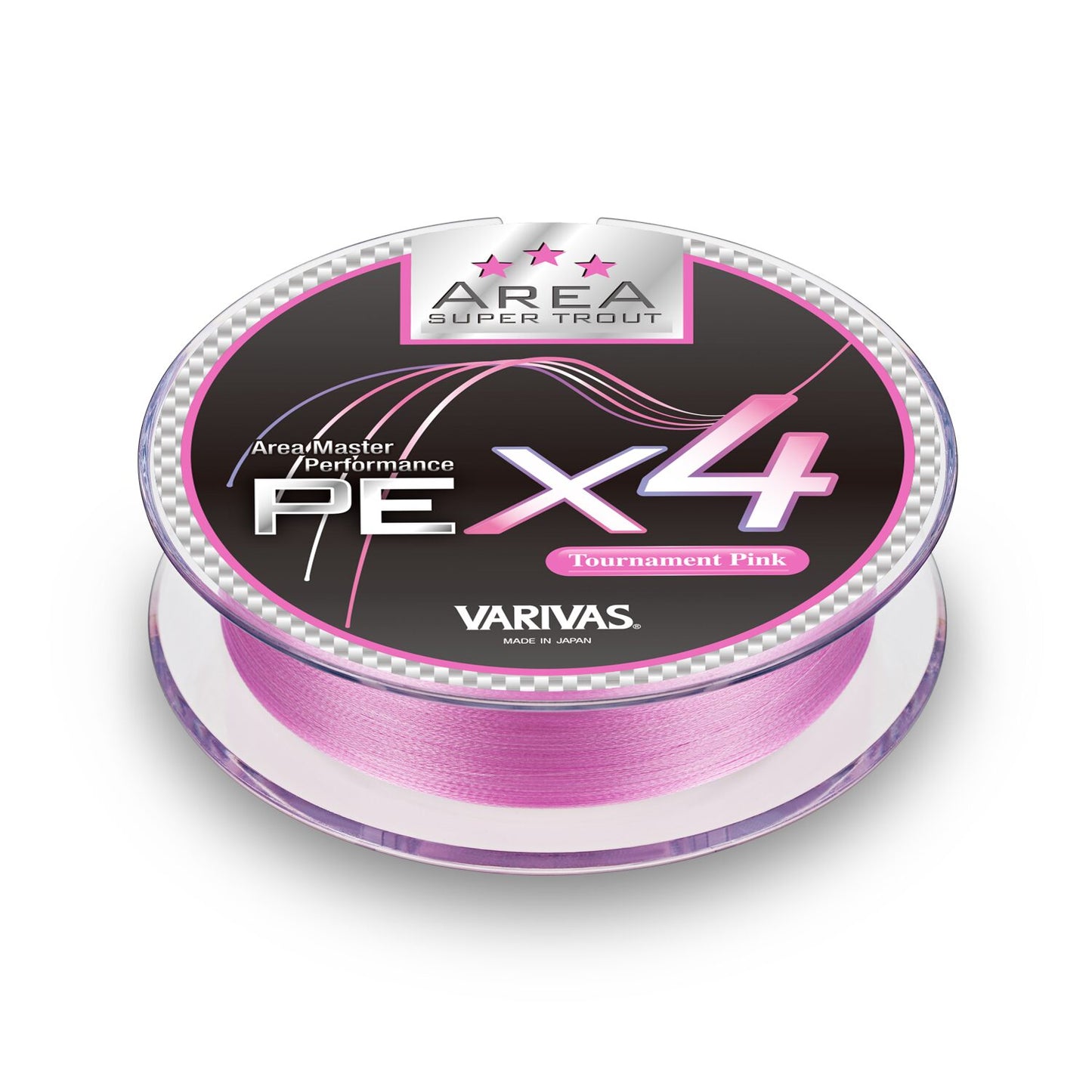 Плетено влакно VARIVAS AREA Super Trout PE x4 [Tournament Pink] - 75m на макара, ултратънко и чувствително