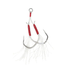 Assist куки VMC 7117 TI AH Light Jigging Assist Hook with red and white features for ice and jigging fishing.
