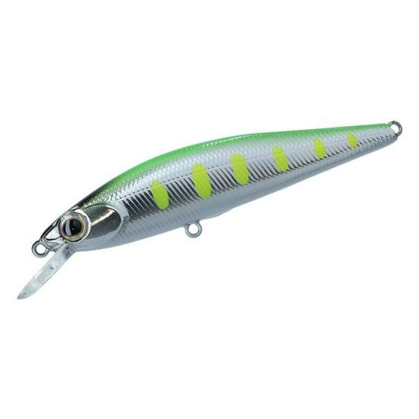 Воблер DAIWA DR.MINNOW II 42FS CHART YAMAME - 4.2cm/3.5gr, зеленый и серебряный, идеален для рыбной ловли.