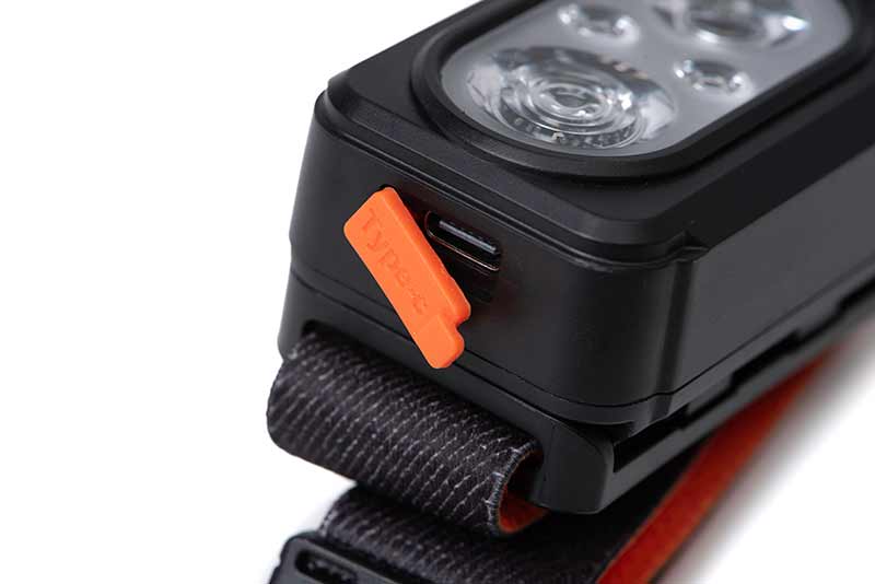 Челник FOX Halo Multi Colour 500C Headtorch CEI227 showing charging port and strap details.