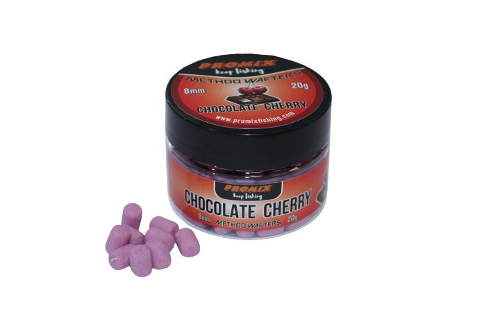Балансирани дъмбели (wafters) - PROMIX Method Wafters 8мм, Chocolate Cherry 8mm в опаковка 20g, идеални за риболов.