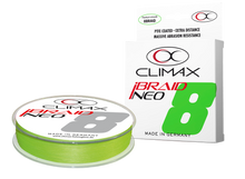 Плетено влакно CLIMAX iBRAID NEO X8 FLUO CHART - 135m, опаковано с красива зелена линия.
