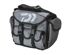 Чанта DAIWA D-VEC SHOULDER BAG in gray with multiple pockets and adjustable strap for versatile use.