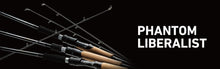 Спининг въдицa DAIWA PHANTOM LIBERALIST 763MLRSS - 2.29m/5-25gr на фона на черен екран. Моделите са с допълнителни детайли.