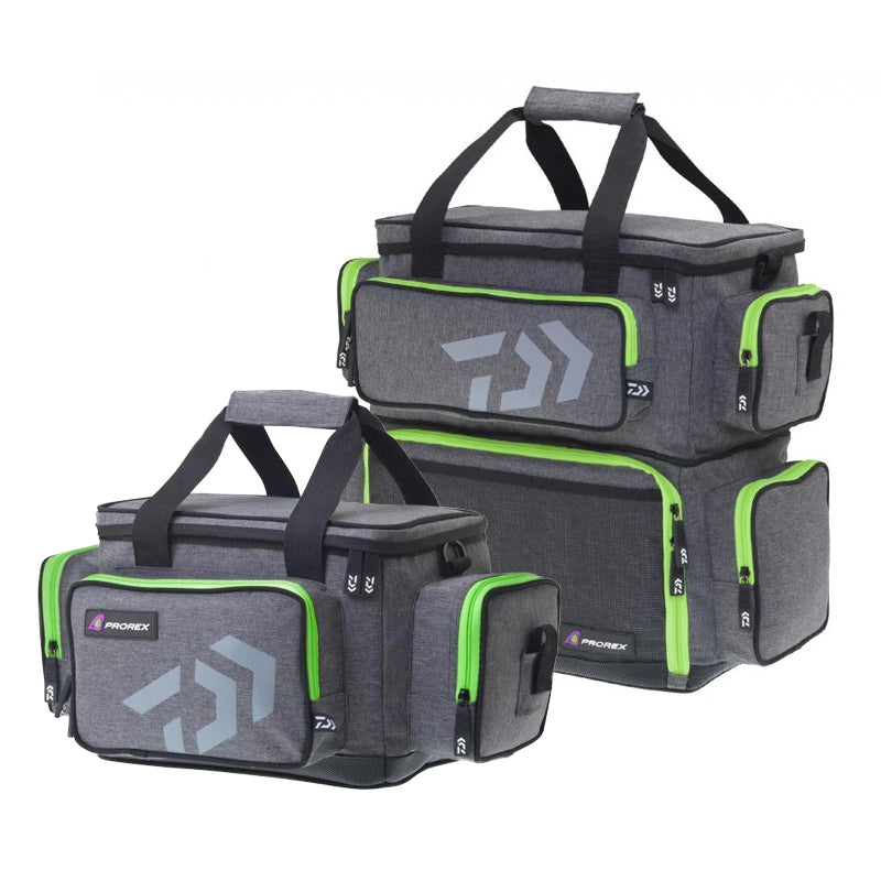Чанта за примамки DAIWA PROREX D-BOX TACKLE BAG M/L, компактна, включваща D-кутии за риболовни принадлежности.