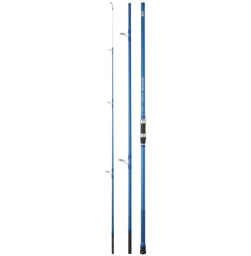 Сърфкастинг въдица DAIWA SENSOR SURF - 4.20m/100-200gr (кух връх) в синьо, идеална за риболов от плажа.