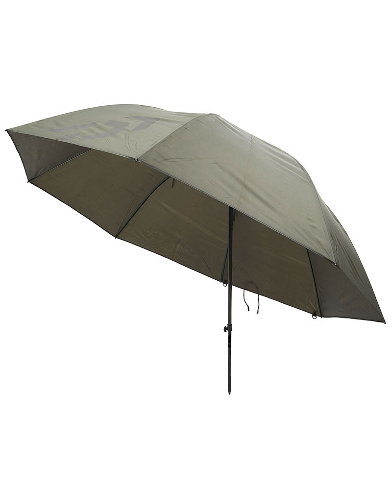 Чадър DAIWA GREEN BROLLY - 250см, изработен от 100% найлон с стоманена рамка и телескопичен шип.