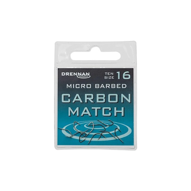 Куки DRENNAN Carbon Match - размер 16, микро контра, идеални за състезателен риболов.