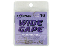 Куки DRENNAN Wide Gape в опаковка от 10 броя, бронзово покритие, средно дълго стебло, микробарб. Идеални за риболов.