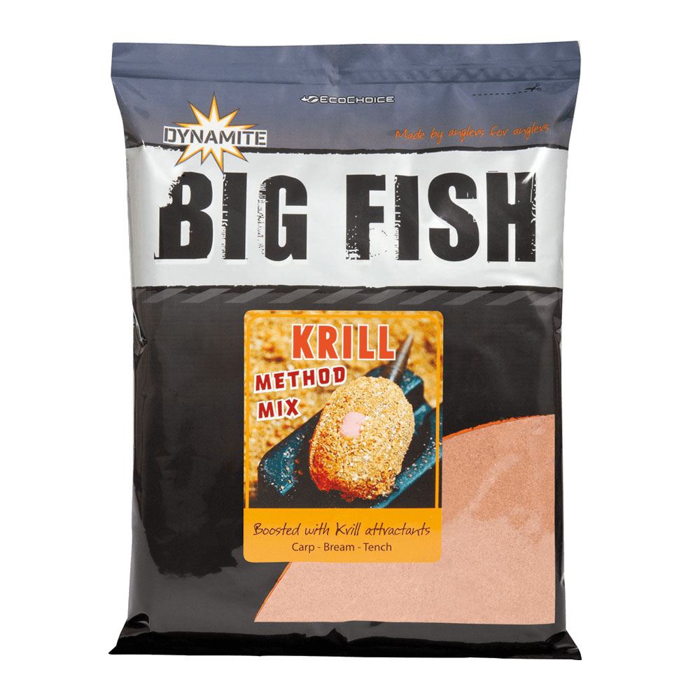 Захранка Dynamite Baits Big Fish Krill Method Mix - 1.8кг, опаковка с привлекателни аромати за шаран и речни видове.
