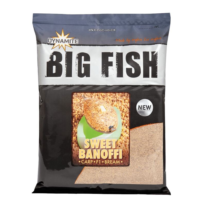 Захранка Dynamite Baits Big Fish Sweet Banoffi Method Mix Groundbait - 1.8кг в опаковка 1.8 кг с аромат на банан и карамел.