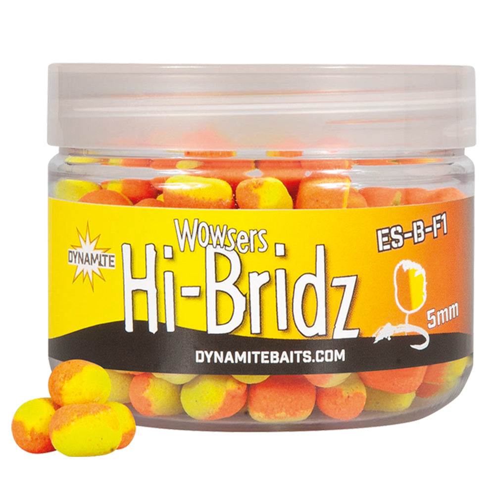 Дъмбели Dynamite Baits Wowsers Hi-Bridz Wafters ES-B-F1 Yellow & Orange - 5/7mm в прозрачна опаковка, 5mm размер