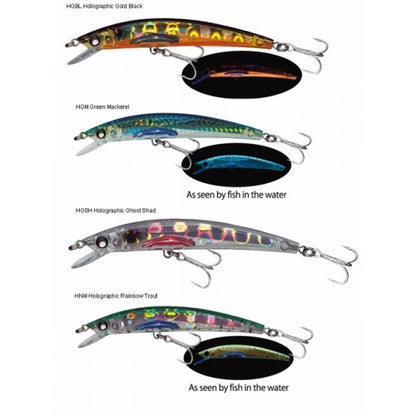 Морски воблер YO-ZURI F979 Crystal Minnow 3D 90S - 9.0cm/10gr в различни цветови варианти, прилагани за риболов.
