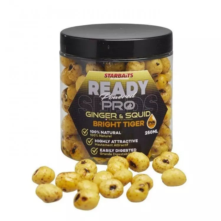 Тигров фъстък в дип STARBAITS READY TIGERNUT GINGER SQUID - Сепия и джинджифил 250ml, естествени и атрактивни.
