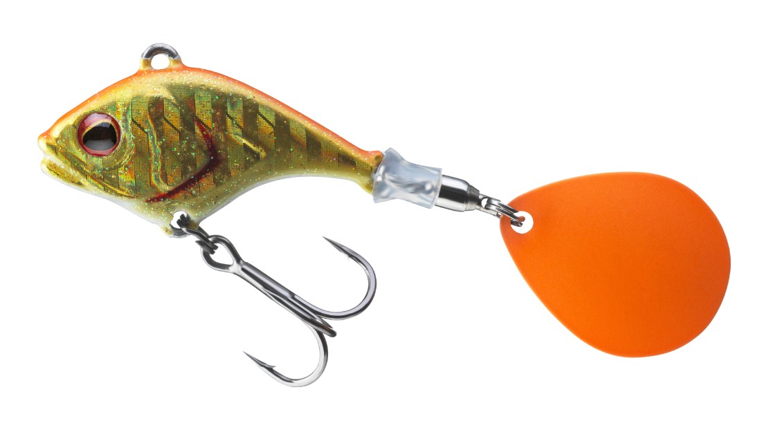 Тейлспинър DAIWA PROREX TG JIG SPINNER - 14gr. с златисто оцветяване и оранжева въртяща лопатка.
