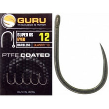 Куки без контра с ухо GURU Super XS Eyed Barbless в опаковка от 10 броя, PTFE покритие.