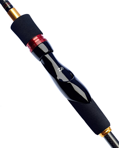 Спининг въдица DAIWA GEKKABIJIN HRF - 8"4'/2.54m/7-28g - детайл на дръжката и дизайна.