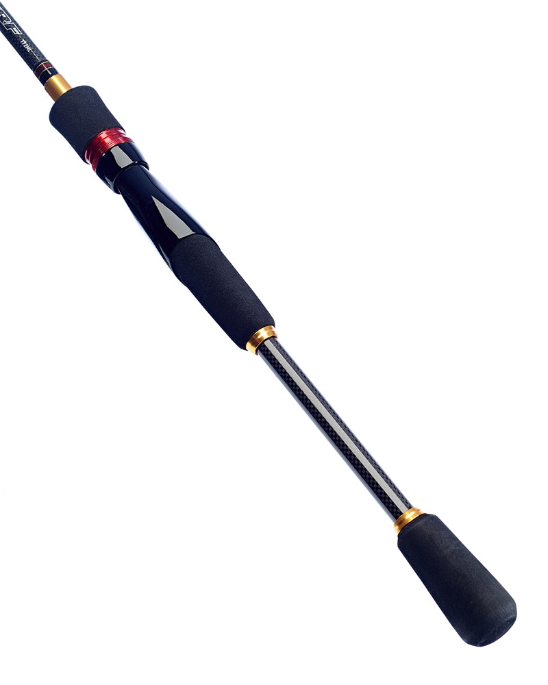 Спининг въдица DAIWA GEKKABIJIN HRF - 8"4'/2.54m/7-28g, детайл на ръкохватка с ергономичен дизайн.