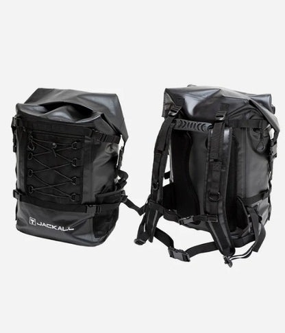 Водоустойчива чанта за спининг риболов JACKALL WATERPROOF BACKPACK L (30L - 35L) - Черна - черен риболовен раница