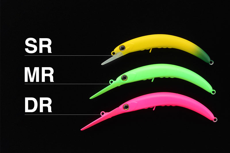 Воблер Jackall Pepino 56SS-MR - 5.6cm/2.6gr - Slow Sinking shown in SR, MR, and DR colors on a black background.