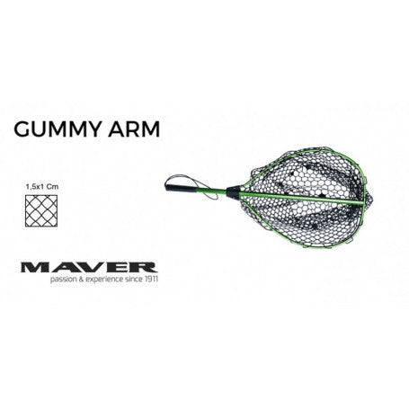 Кеп Maver Gummy Arm - 50x40 cm с гумирана дръжка и мрежа за риболов, размер 50x40 см.