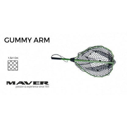 Кеп Maver Gummy Arm - 50x40 cm с гумирана дръжка и мрежа за риболов, размер 50x40 см.