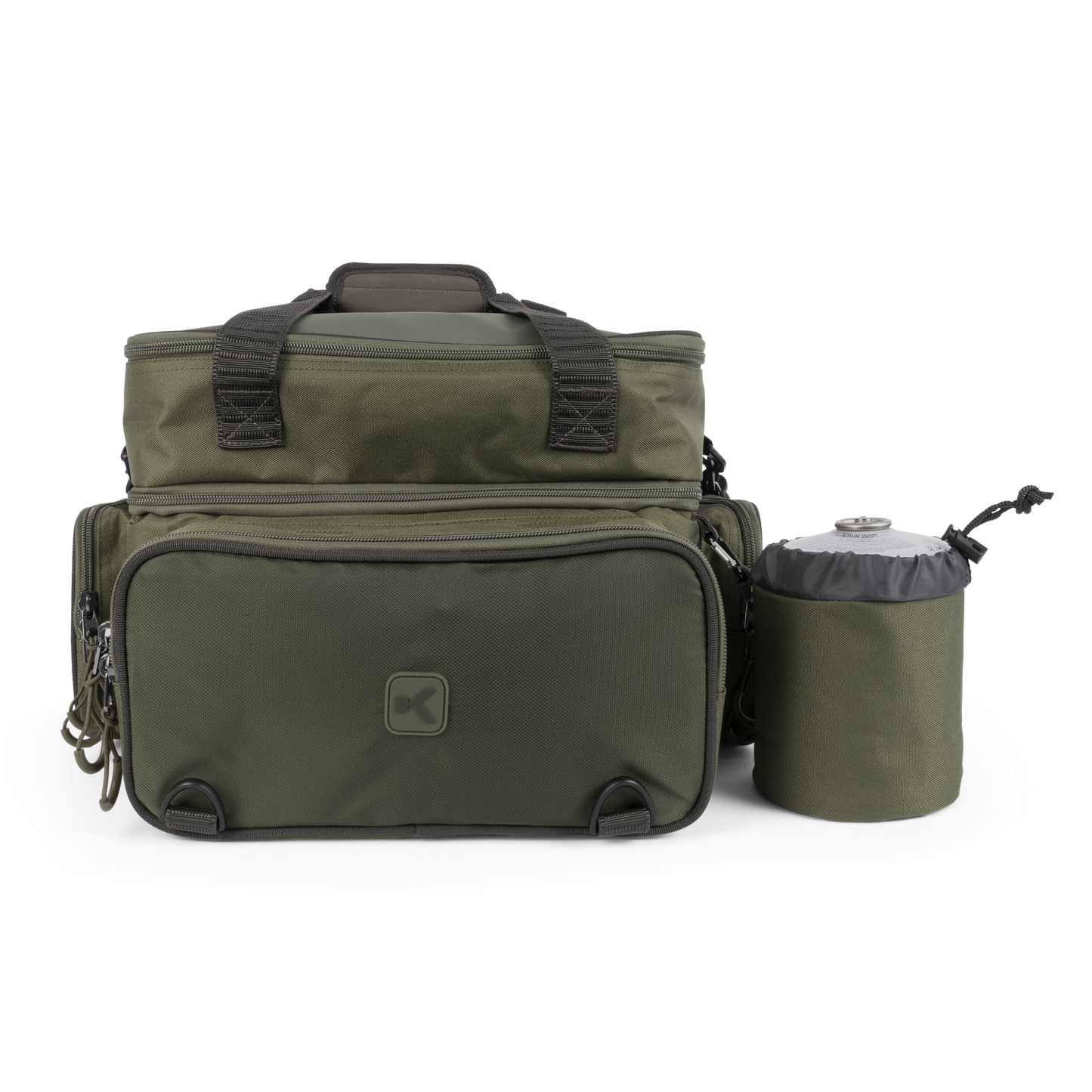 Чанта KORUM Progress Tackle & Bait Bag с две нива и три външни джоба за риболовна захранка и стръв.