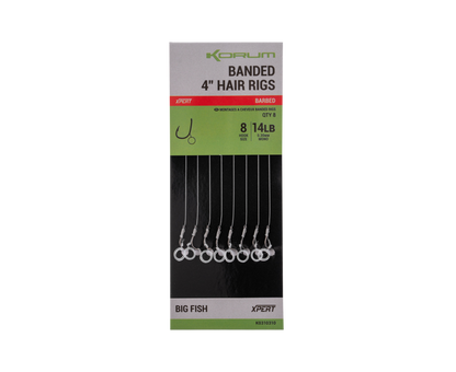 Вързани куки с контра на косъм KORUM BANDED HAIR RIGS BARBED (4 inch/10cm)