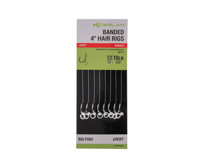 Вързани куки с контра на косъм KORUM BANDED HAIR RIGS BARBED (4 inch/10cm)