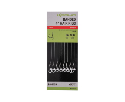 Вързани куки с контра на косъм KORUM BANDED HAIR RIGS BARBED (4 inch/10cm)
