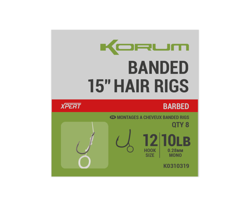 Вързани куки с контра на косъм KORUM KORUM BANDED HAIR RIGS BARBED (15 inch/38cm)