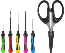 Комплект кутия с игли и ножица KORUM BAITING TOOL & SCISSOR SET - игли и ножица за риболовни принадлежности.